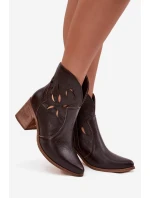 Dámské s z přírodní kůže na podpatku  čokoládové model 21713138 - Zazoo