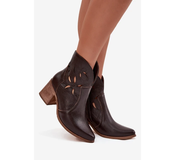 Dámské s z přírodní kůže na podpatku  čokoládové model 21713138 - Zazoo