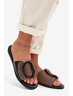 Dámské ploché pantofle s ozdobnou sponou Černé model 22039864 - Boto