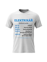 Pánské bavlněné tričko s potiskem - HODINOVÁ SAZBA - ELEKTRIKÁŘ - bílé Pánské bavlněné tričko s potiskem - HODINOVÁ SAZBA - ELEKTRIKÁŘ - bílé