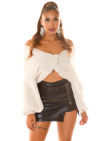 Sexy faux leather Skorts with zip
