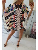 Netopýří šaty s vázáním v pase, pudrově růžové