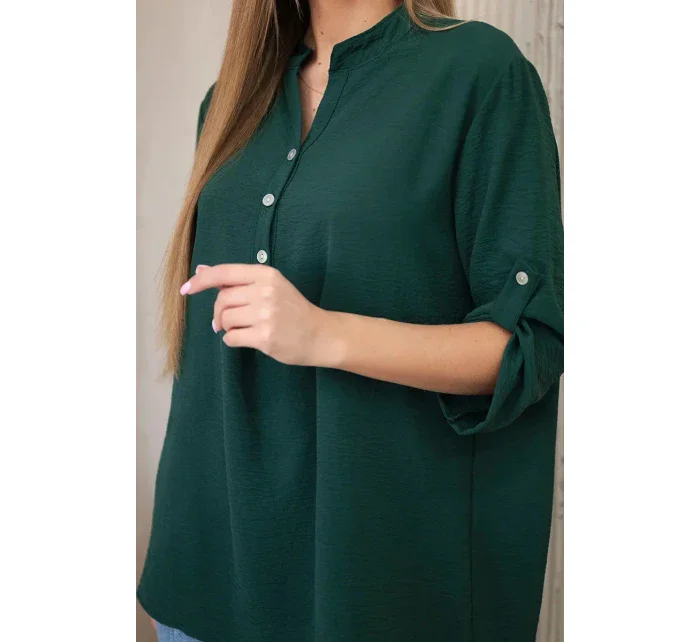 Halenka s prodlouženým zadním dílem khaki