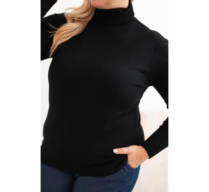 Dámský svetr Plus Size z viskózy model 21321816 střihu černý - K-Fashion