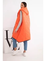 Dámská prošívaná vesta Plus Size s kapucí na zip oranžová