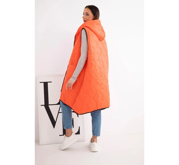 Dámská prošívaná vesta Plus Size s kapucí na zip oranžová