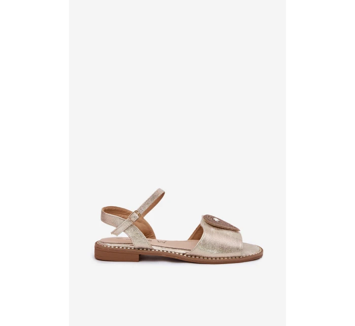 Dámské Sandály Na Plochém Podpatku S Ozdobou S.Barski KV51-098 Zlaté