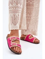 Háčkované Dámské Pantofle Se Zlatými Přezkami Fuchsie Fenira Háčkované Dámské Pantofle Se Zlatými Přezkami Fuchsie Fenira