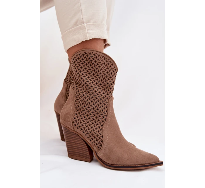 Dámské otevřené kotníkové boty na podpatku Béžové Rivorina