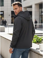 Pánská přechodná softshellová bunda s kapucí tmavě šedá FashionStreet TX4816 Pánská přechodná softshellová bunda s kapucí tmavě šedá FashionStreet TX4816