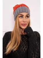 Paris fleecová čepice K212 červená+šedá