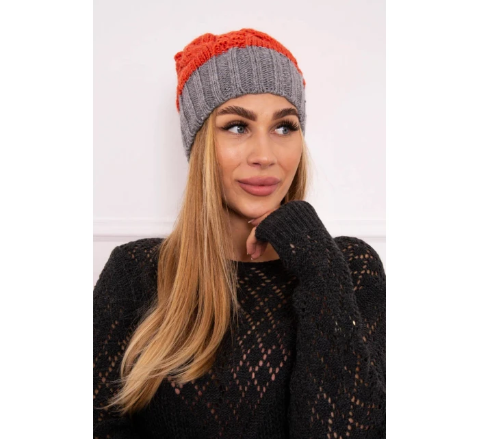 Paris fleecová čepice K212 červená+šedá