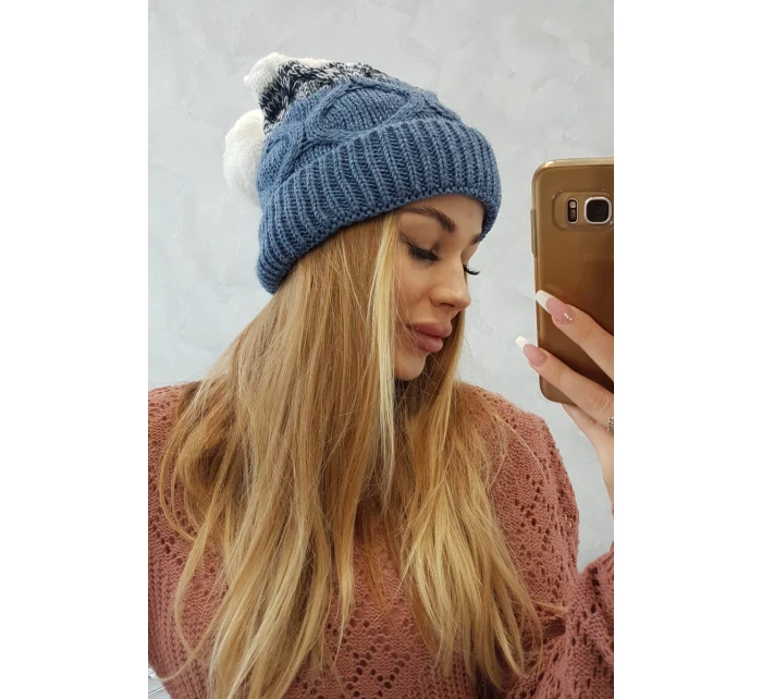 Fleecová čepice Alice K248 denim+white