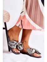 Dámské gumové pantofle s mašličkou Černá a šedá Meriden Dámské gumové pantofle s mašličkou Černá a šedá Meriden