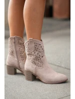 Dámské Prodyšné Kotníkové Boty Na Podpatku Béžové S.Barski HY51-125