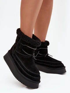 Semišové zimní boty pro ženy s ozdobnými Big Star Černé model 21708683 - Big Star Shoes