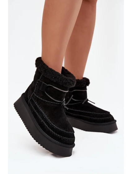 Semišové zimní boty pro ženy s ozdobnými Big Star Černé model 21708683 - Big Star Shoes