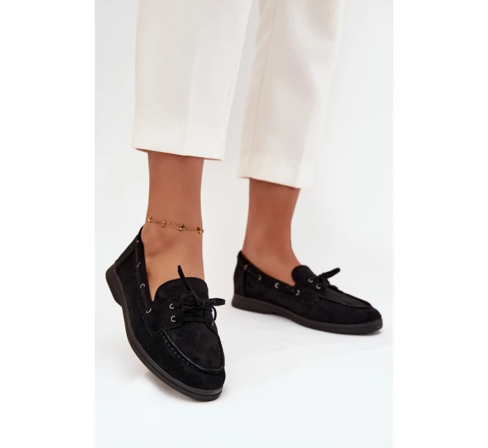 Polobotky Dámské Ploché S Šněrováním Černé model 21709691 - Boto