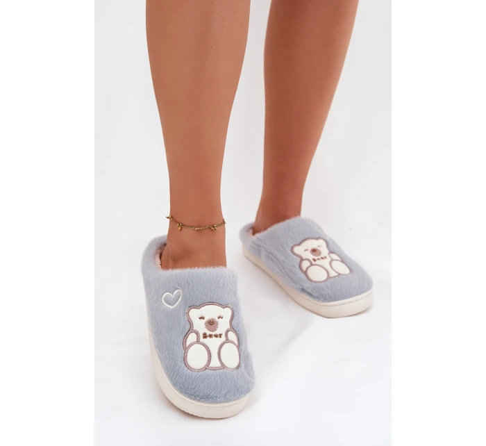 Fotrnné pantofle s medvídkem modré Noralie