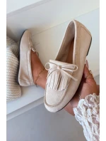 Dámské mokasíny s třásněmi světle béžové model 21915108 - Boto