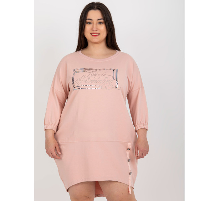 Prašně růžové nadrozměrné midi šaty s aplikací