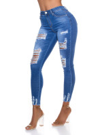Sexy roztrhané džíny s vysokým pasem