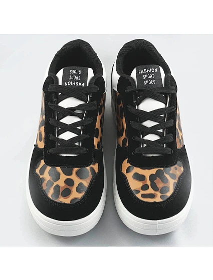 Černé dámské tenisky sneakers s panteřím vzorem model 17246703