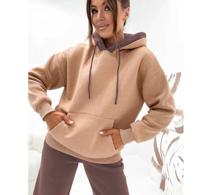 Hrubší dámská tepláková souprava v čokoládové barvě model 21809055 - Moon