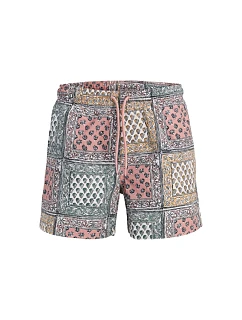 Jack&Jones pánské plavecké šortky JPSTMAUI SHELL AOP SWIM SHORTS REG 12291808 ASH ROSE