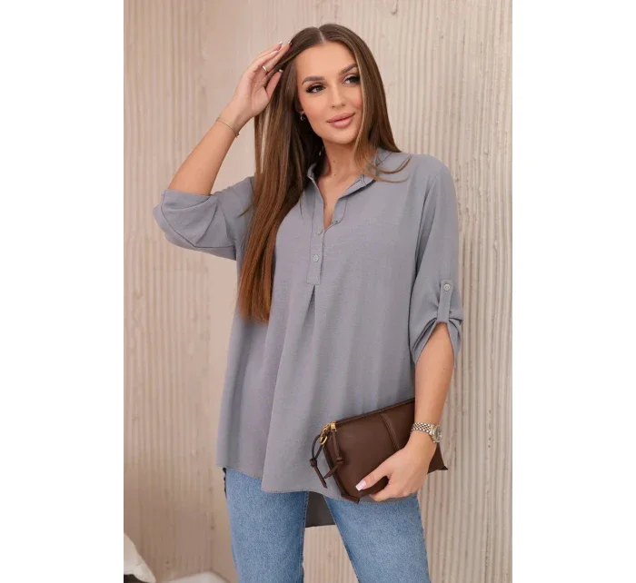 Halenka s prodlouženým zadním dílem šedý