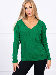 Pletený svetr s výstřihem do V světle zelené barvy
