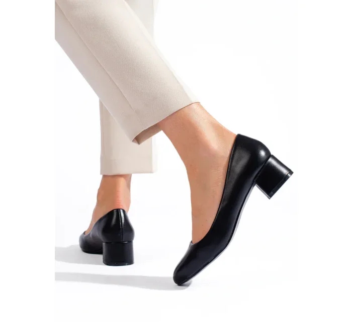 Trendy  lodičky černé dámské na plochém podpatku