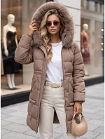Dámská zimní prošívaná bunda s kapucí, béžová, FashionStreet TY5821 Dámská zimní prošívaná bunda s kapucí, béžová, FashionStreet TY5821