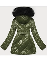Lesklá khaki zimní bunda s medvídkem (w756) Lesklá khaki zimní bunda s medvídkem (w756)