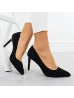 Černé semišové lodičky na jehlovém podpatku Sergio model 22013071 - LEONE