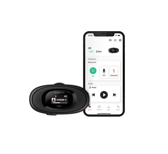 Sena 5R-01D 5R Bluetooth 5.1 interkom na motorku 700m s LCD displejem a univerzálním mikrofonem pro 2 helmy