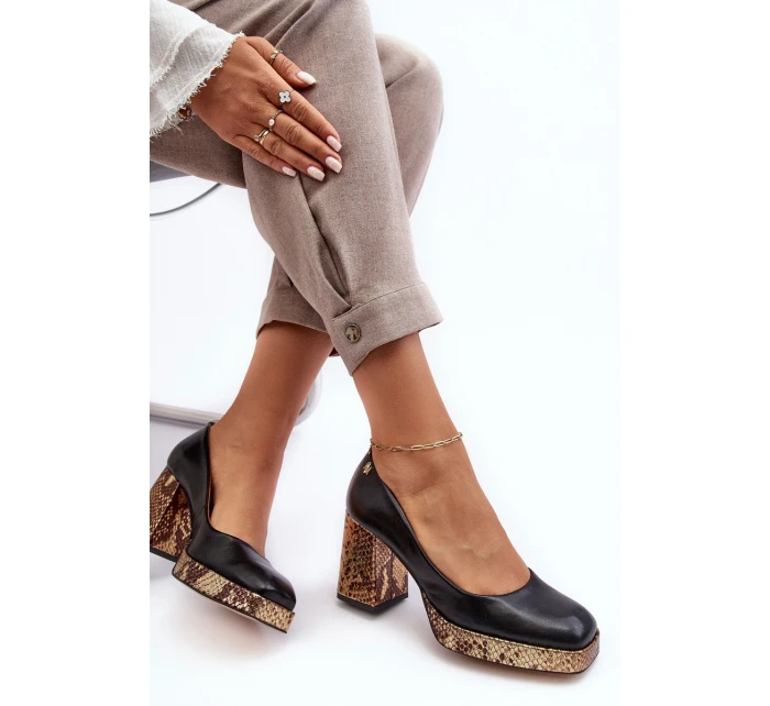 Modní Kožené Lodičky Laura Messi 2599 Černé