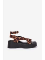 Dámské Sandály Na Platformě A Klínu V Leopardím Tisku Hnědé Tenzorus Dámské Sandály Na Platformě A Klínu V Leopardím Tisku Hnědé Tenzorus