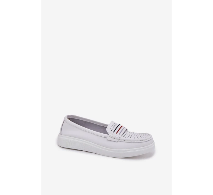 Dámské Kožené Mokasíny Bílé model 21696947 - EVENTO Dámské Kožené Mokasíny Bílé model 21696947 - EVENTO