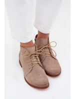 Semišové kotníkové boty na plochém podpatku Cappuccino Zazoo 4078