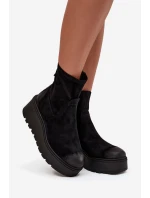 Dámské kotníkové boty na platformě Vinceza 58596 Černé