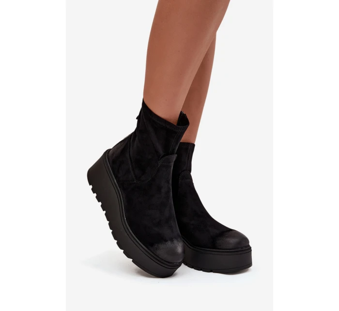 Dámské kotníkové boty na platformě Vinceza 58596 Černé