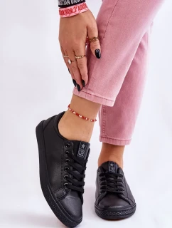 Dámské klasické kožené tenisky Černé Misima