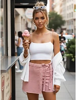 Dámská džínová sukně-šortky růžová FashionStreet SY0496