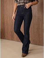 Jeansy damskie flare z wysokim stanem granatowe FashionStreet UY3246 Jeansy damskie flare z wysokim stanem granatowe FashionStreet UY3246