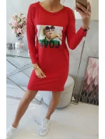 Šaty s milostným potiskem červené Šaty s milostným potiskem červené