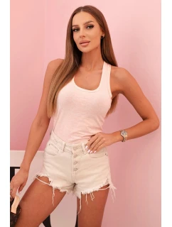 Dámský bavlněný top boxerka na širokých ramínkách pudrově růžový melanž