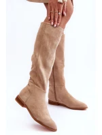 Kůže Kozačky S  Bežové model 21631943 - Boto