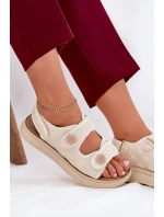 Dámské sandály s ozdobnými detaily na suchý zip béžové model 21688002 - Boto