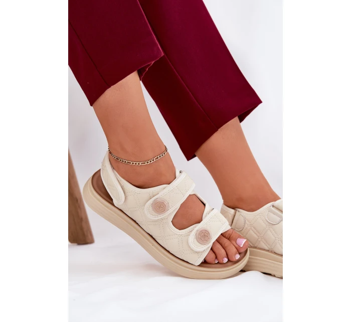 Dámské sandály s ozdobnými detaily na suchý zip béžové model 21688002 - Boto